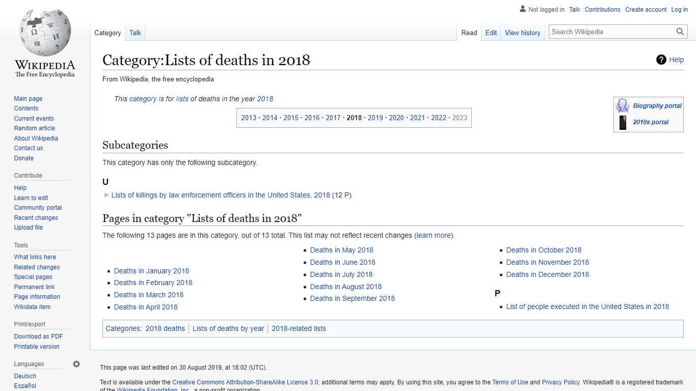 Category:Lists of deaths in 2018 - Wikipedia